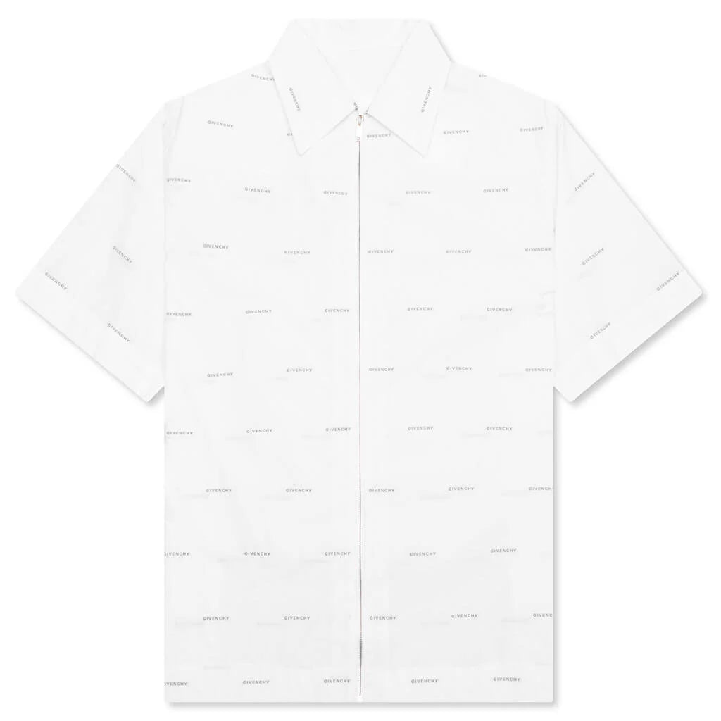 Zipped Boxy Fit Shirt White