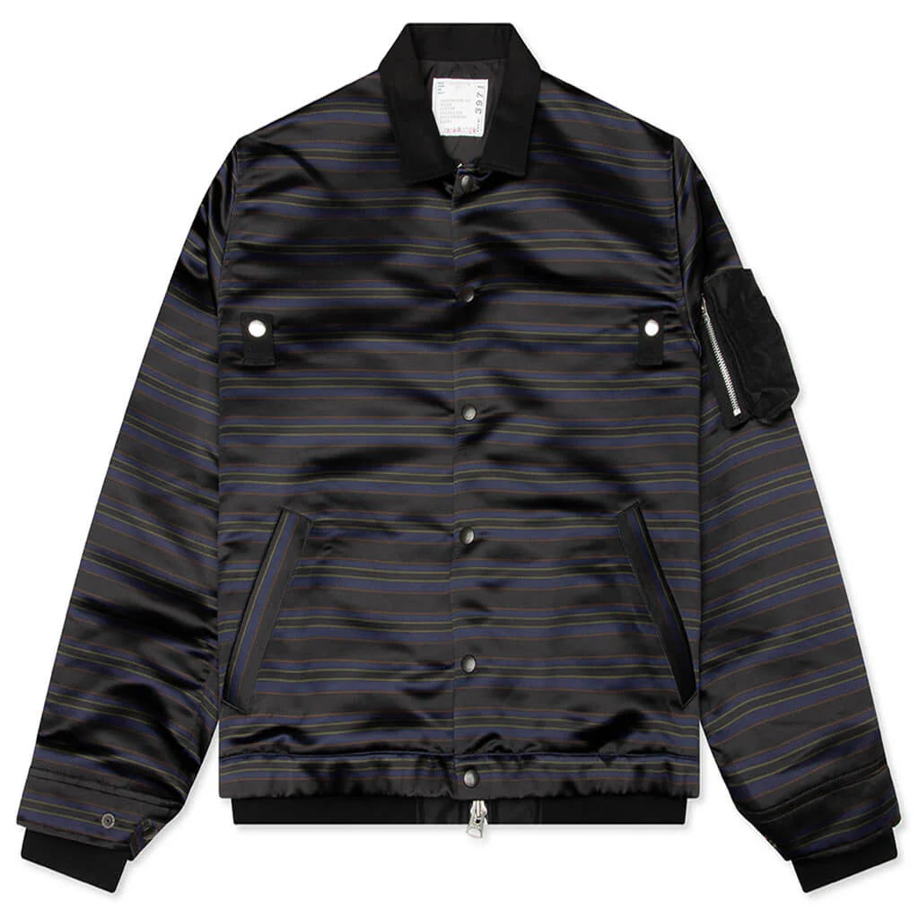 Horizontal Stripe Blouson Black Navy