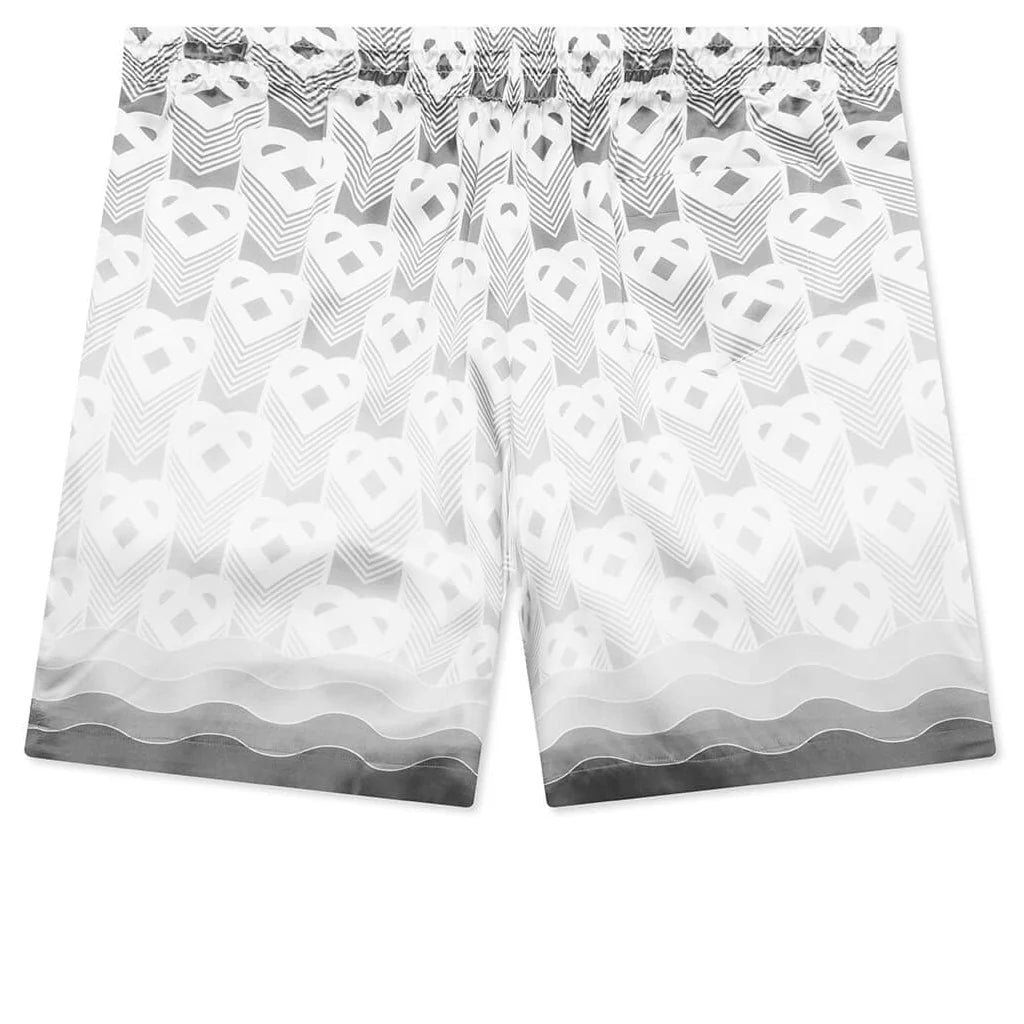 Gradient Heart Monogram Drawstring Shorts Grey