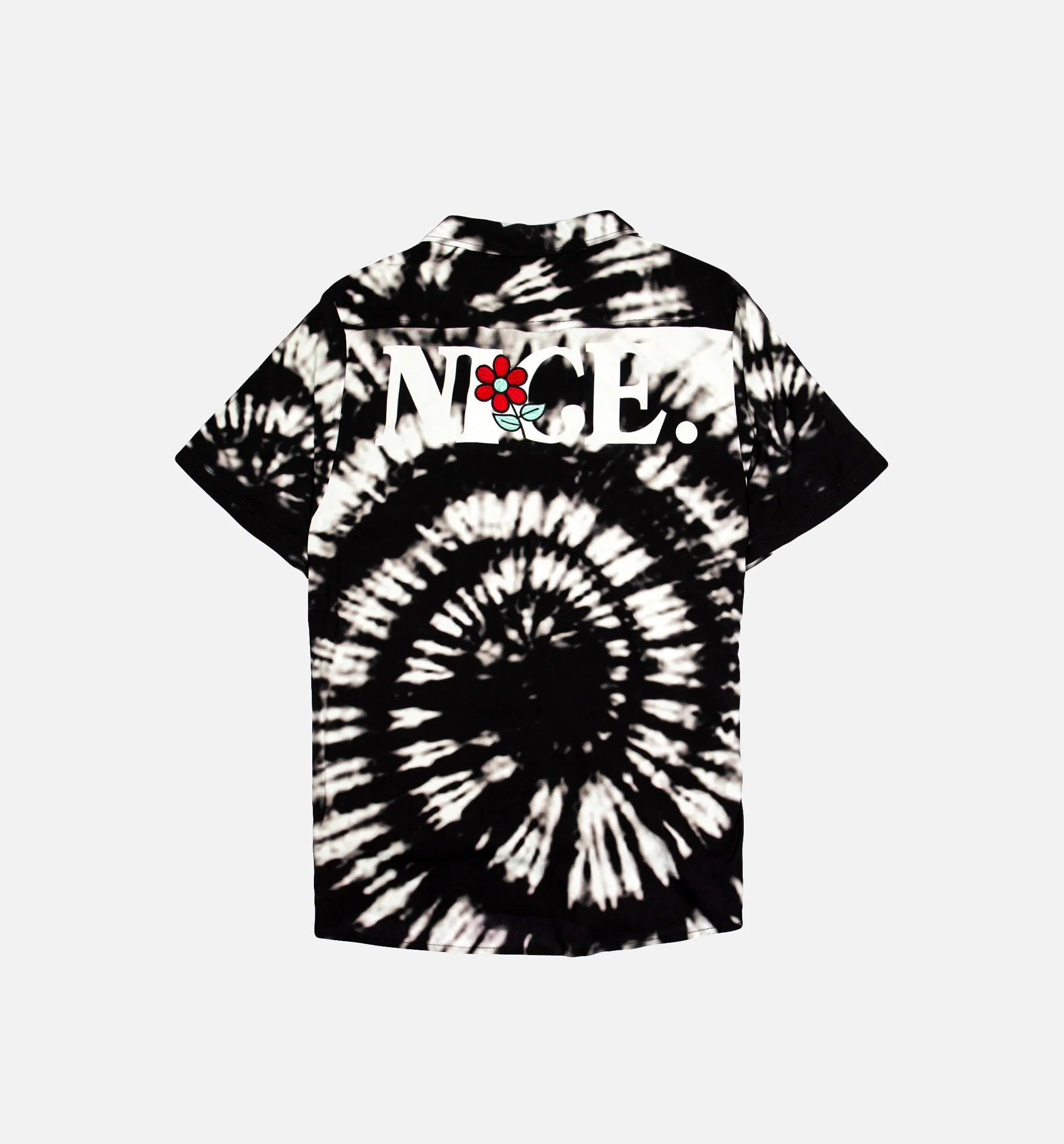 Nice Day Short Sleeve Shirt Tie Dye Black White