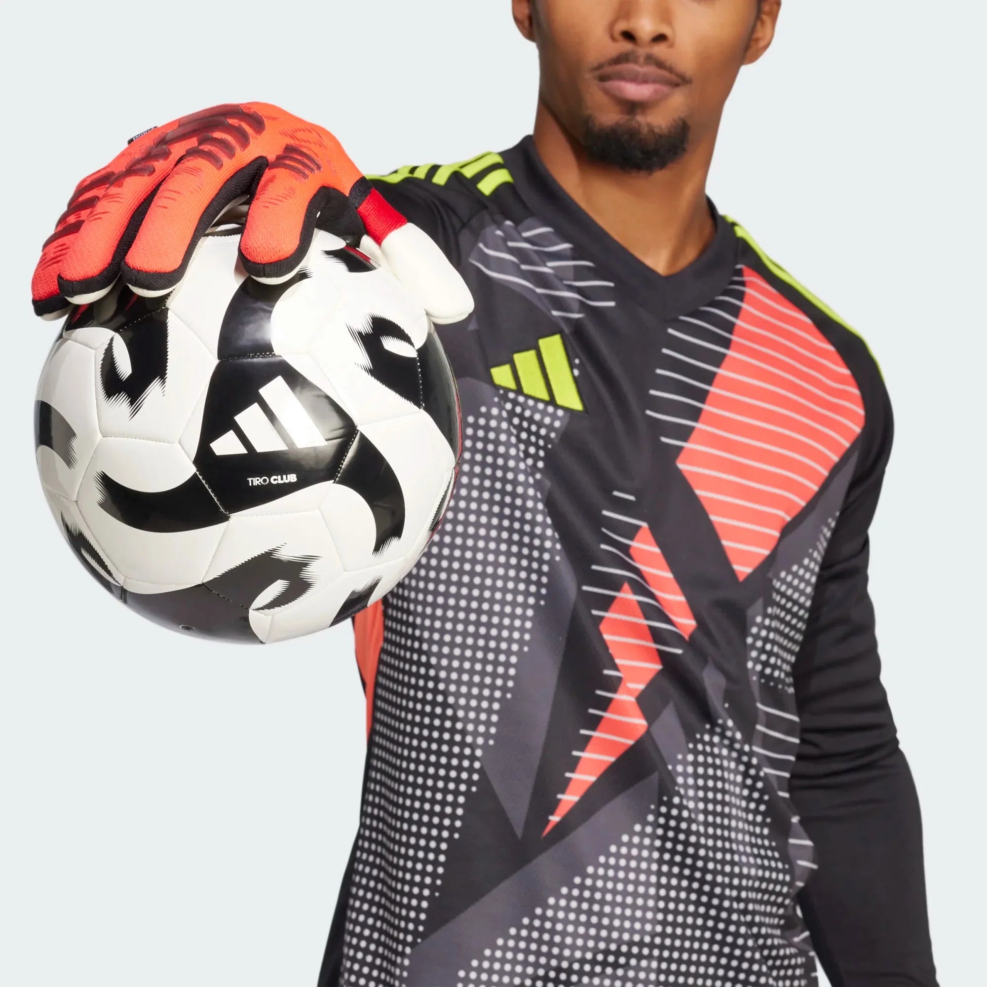adidas Predator Pro Fingersave Goalkeeper Gloves Luci Red Black Pure Ruby