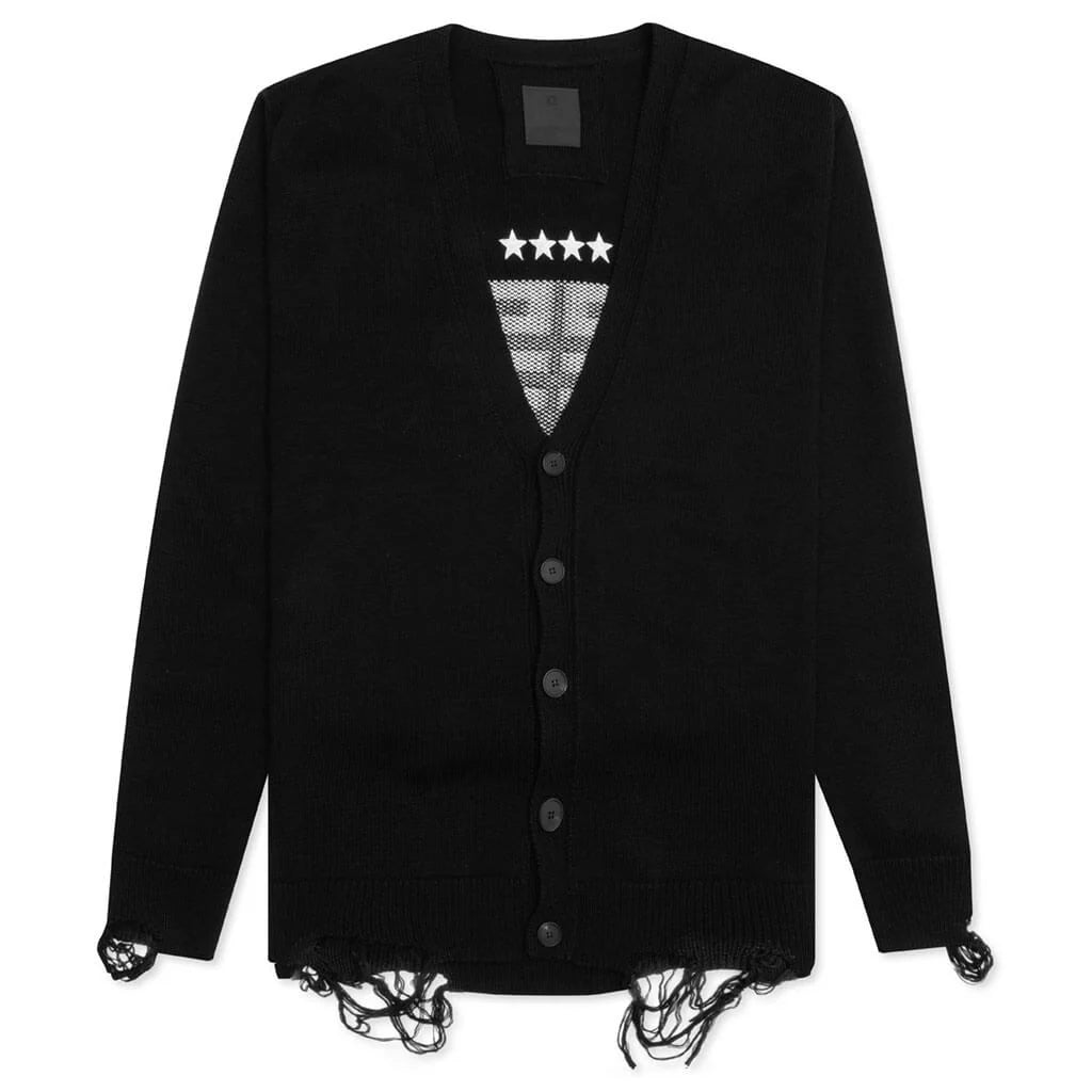 Star Embroidered 4G Logo Cardigan Black White