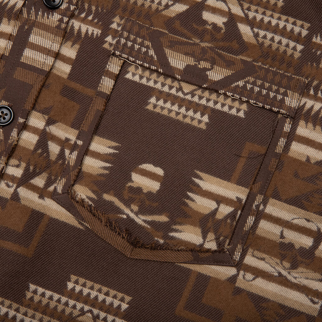 Chimayo Jacquard Button Down Shirt Brown