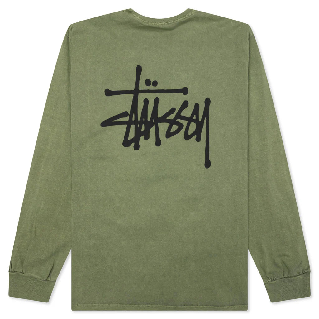 Basic Stussy Pig Dyed L S Tee Olive