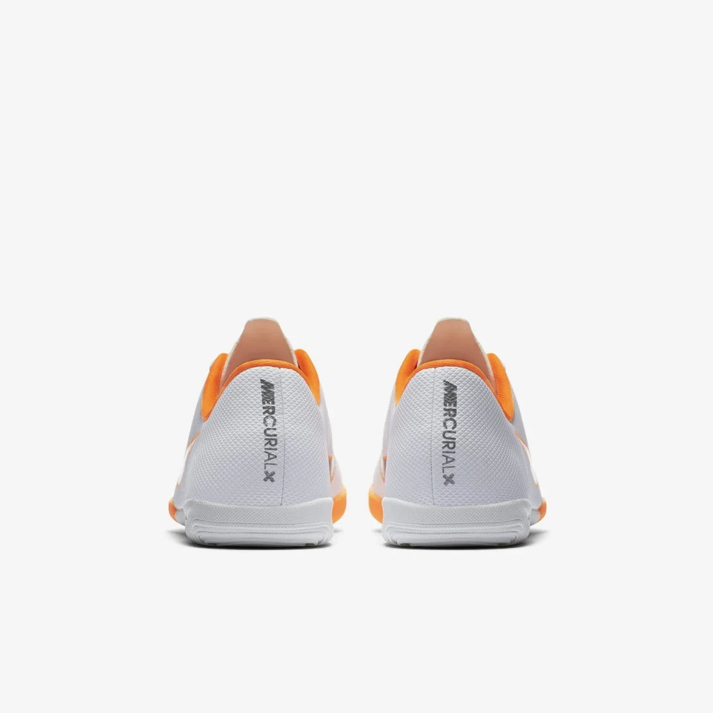 Nike Jr MercurialX Vapor XII Academy Indoor Soccer Shoes White Total Orange Metallic Cool Grey Metallic Cool Grey