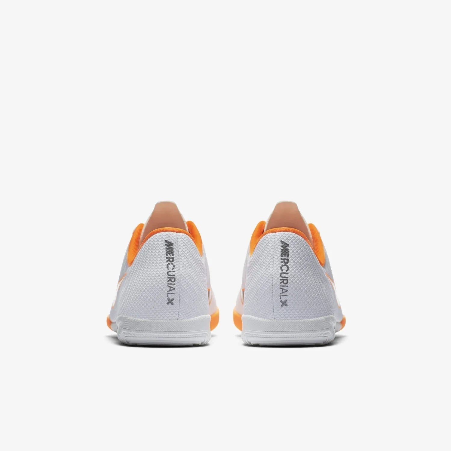 Nike Jr MercurialX Vapor XII Academy Indoor Soccer Shoes White Total Orange Metallic Cool Grey Metallic Cool Grey