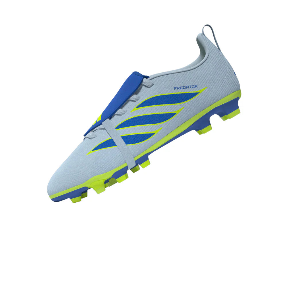 adidas Predator Club Fold Over Tongue Elastic Laces FG MG Firm Ground Multi Ground Youth Soccer Cleats Sky Blue Yellow