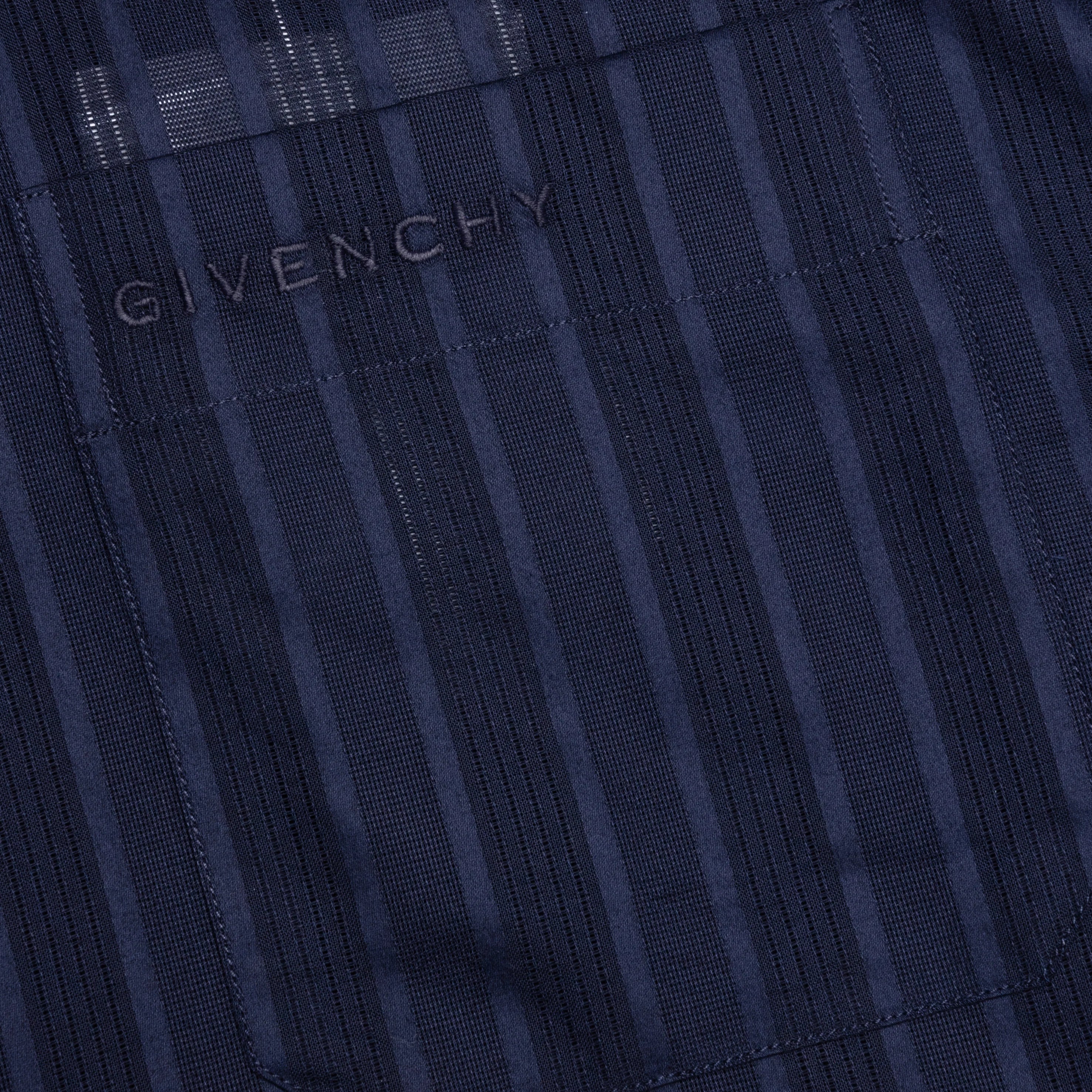 Cotton Voile Shirt With Stripes Navy