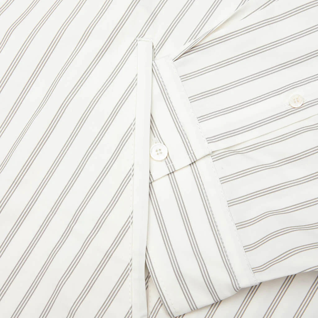 Double Sleeve Button Up Off White Grey