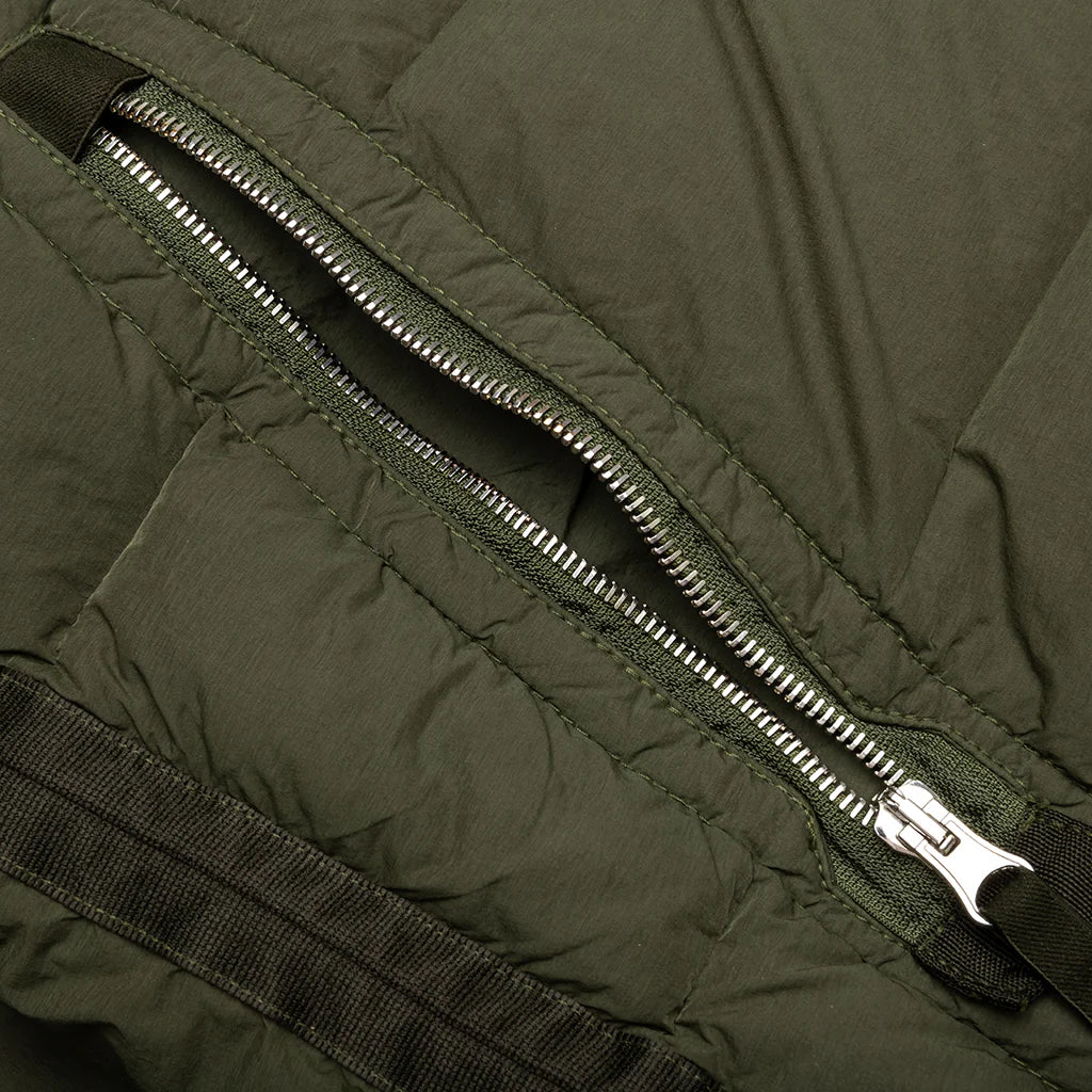 Real Feather Hooded Jacket Olive