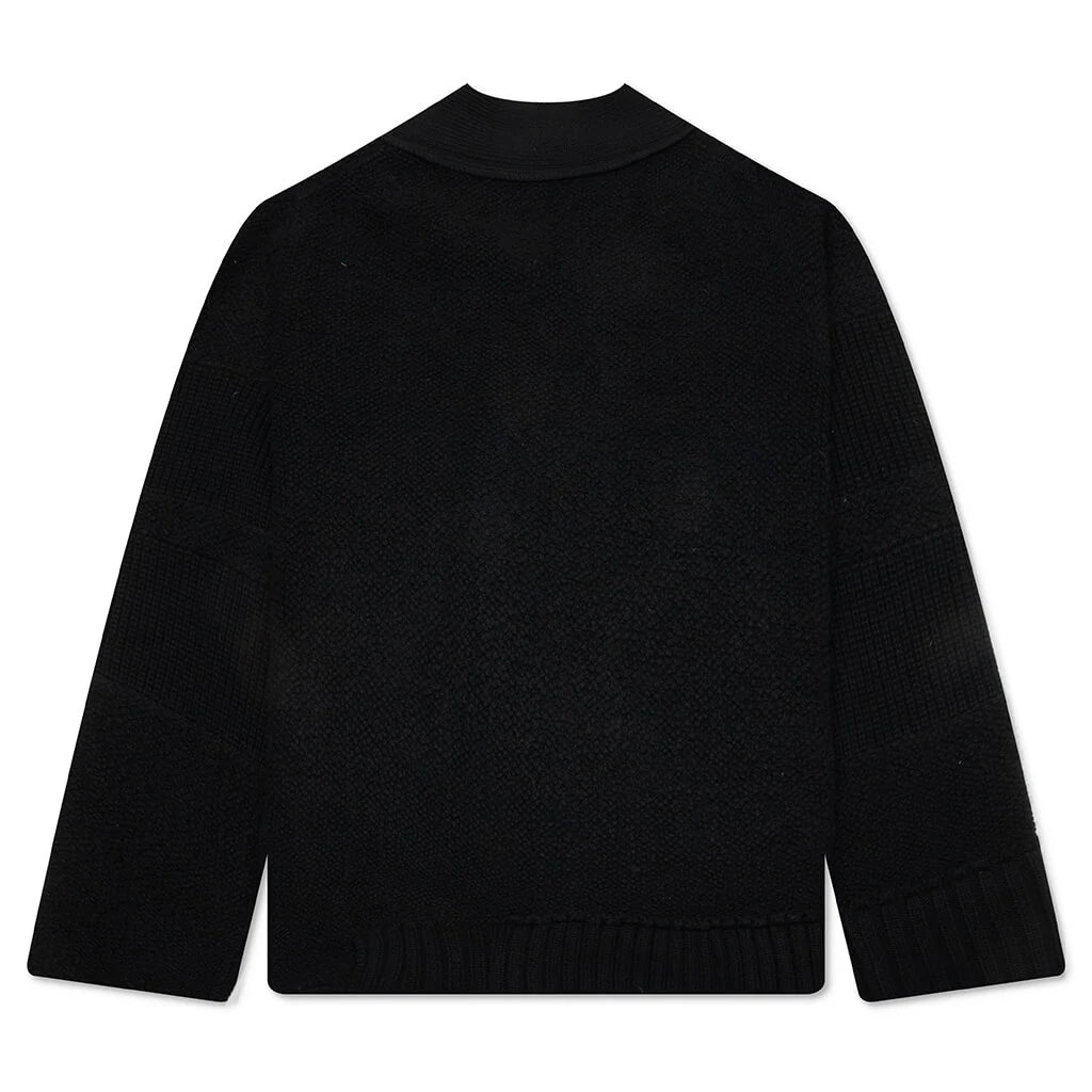 Wool Knit Cardigan Black