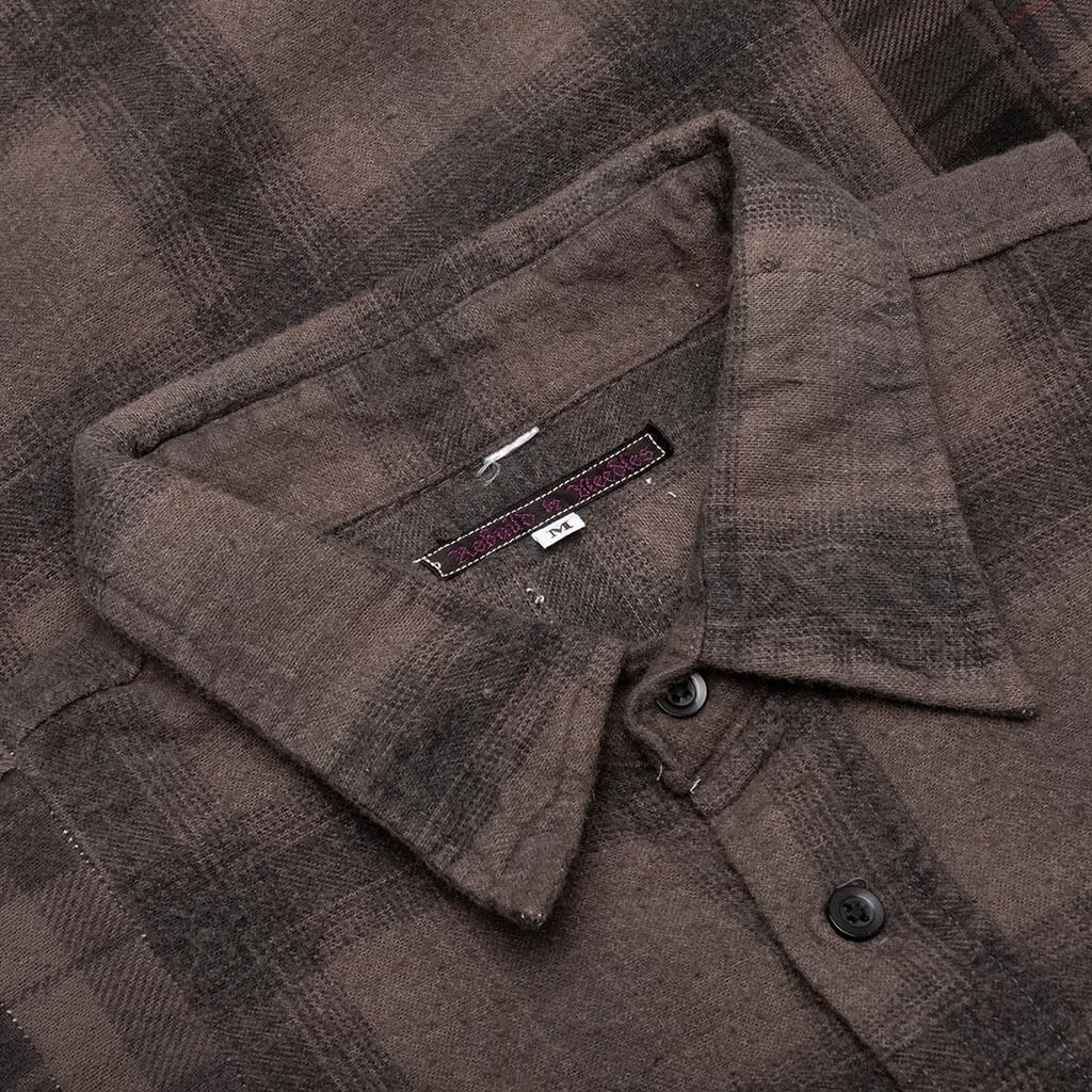 Flannel Shirt 7 Cuts Shirt Over Dye Brown