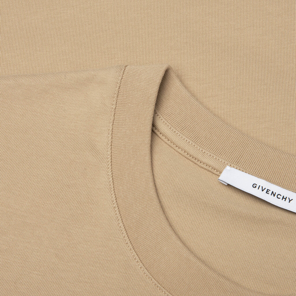 Patch Silk T Shirt Beige Black