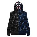 Color Camo Separate Shark Full Zip Hoodie Black Navy