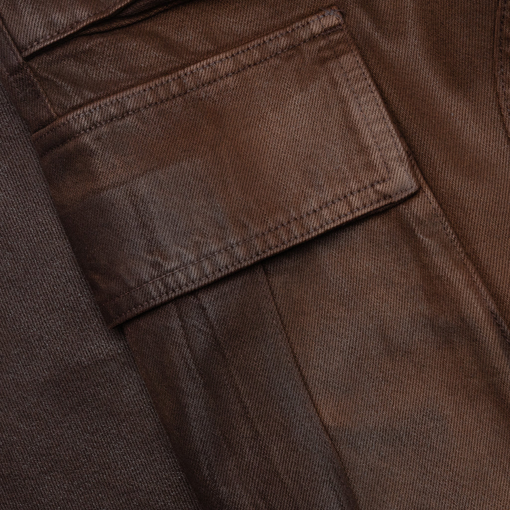 Waxed Denim Logo Cargo Pant Brown Wash