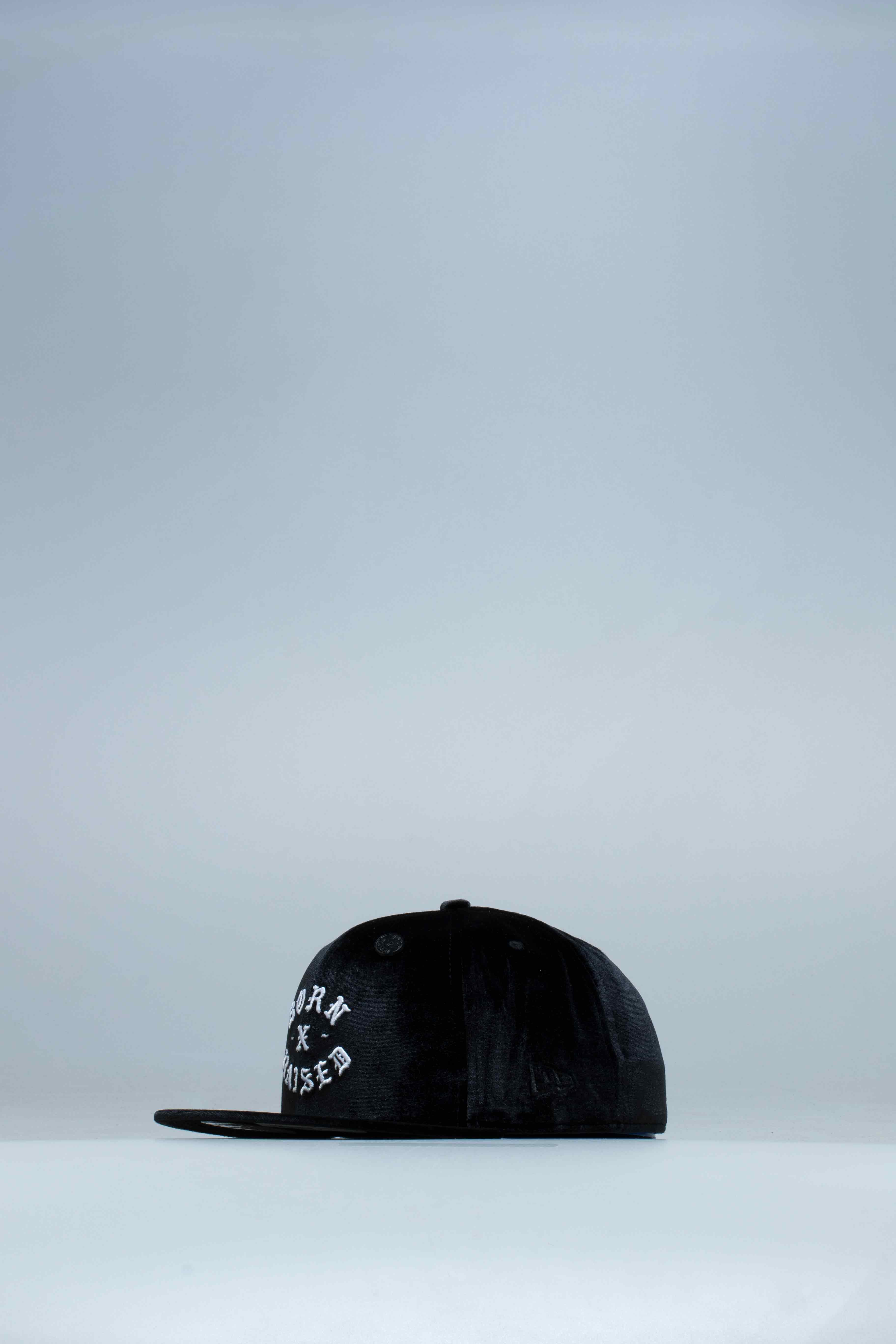 New Era X Born and Raised Velour Rocker Fitted Hat Black