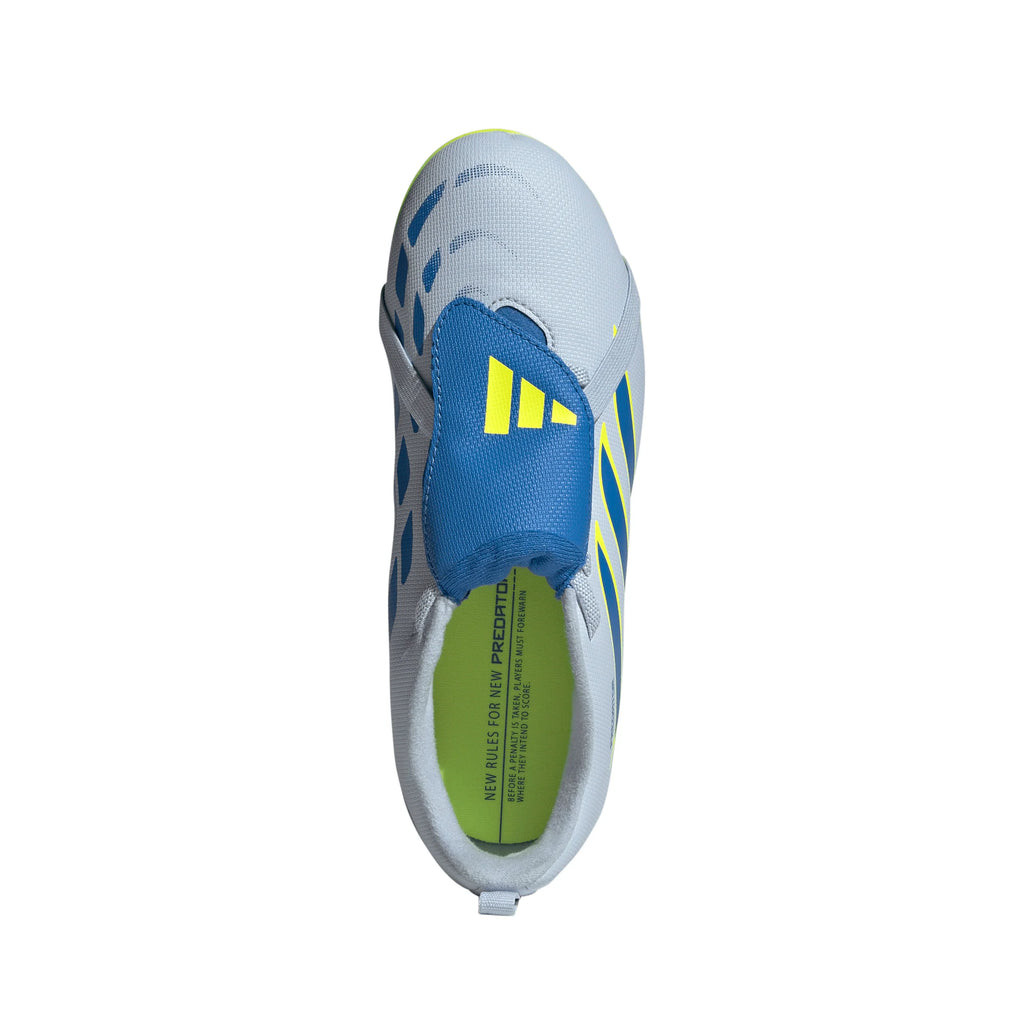 adidas Predator Club Fold Over Tongue Elastic Laces FG MG Firm Ground Multi Ground Youth Soccer Cleats Sky Blue Yellow
