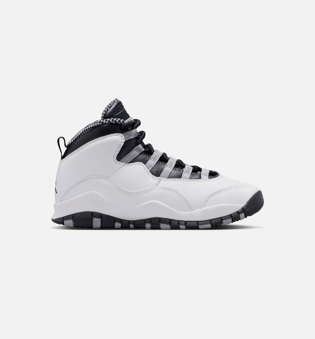 Air Jordan 10 Retro Light Steel Grey Grade School Lifestyle Shoe White Black Light Steel Grey