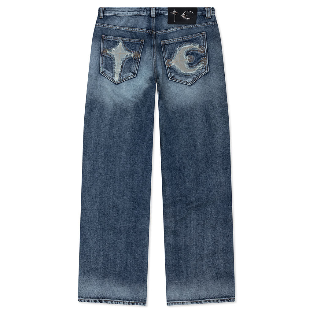 Bone Leather Denim Pants Blue