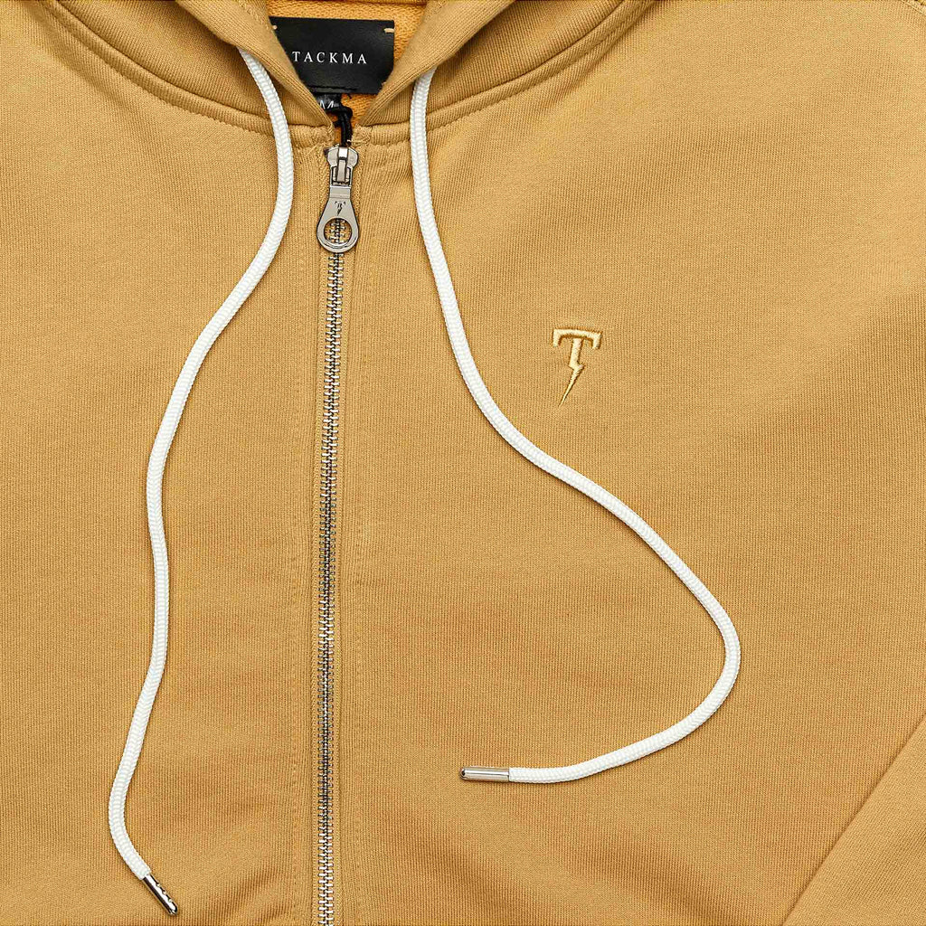 Double Zip Hoodie Mens Sand