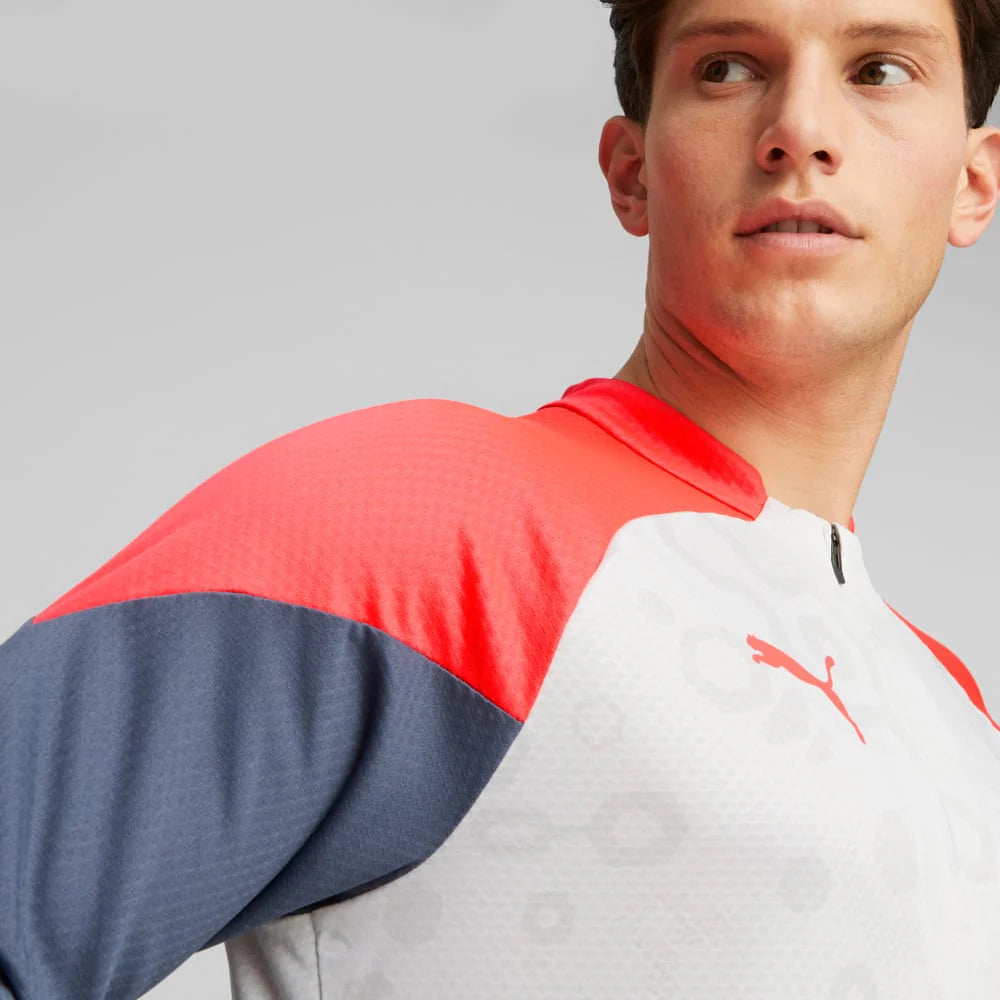 PUMA IndividualCUP 1 4 Zip Top White Red Blue