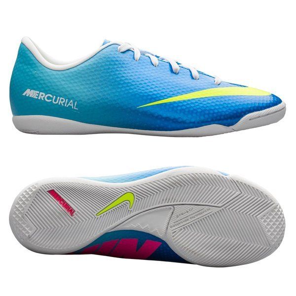 Nike Jr Mercurial Victory IV IC Youth Indoor Soccer Shoes Blue Pink Volt