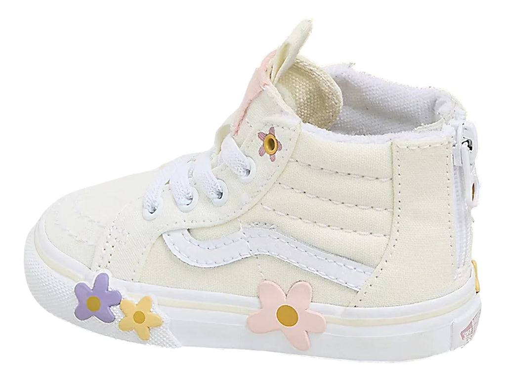 Tenis Vans Sk8 Hi Zip Flower Blanco Hueso para Niña
