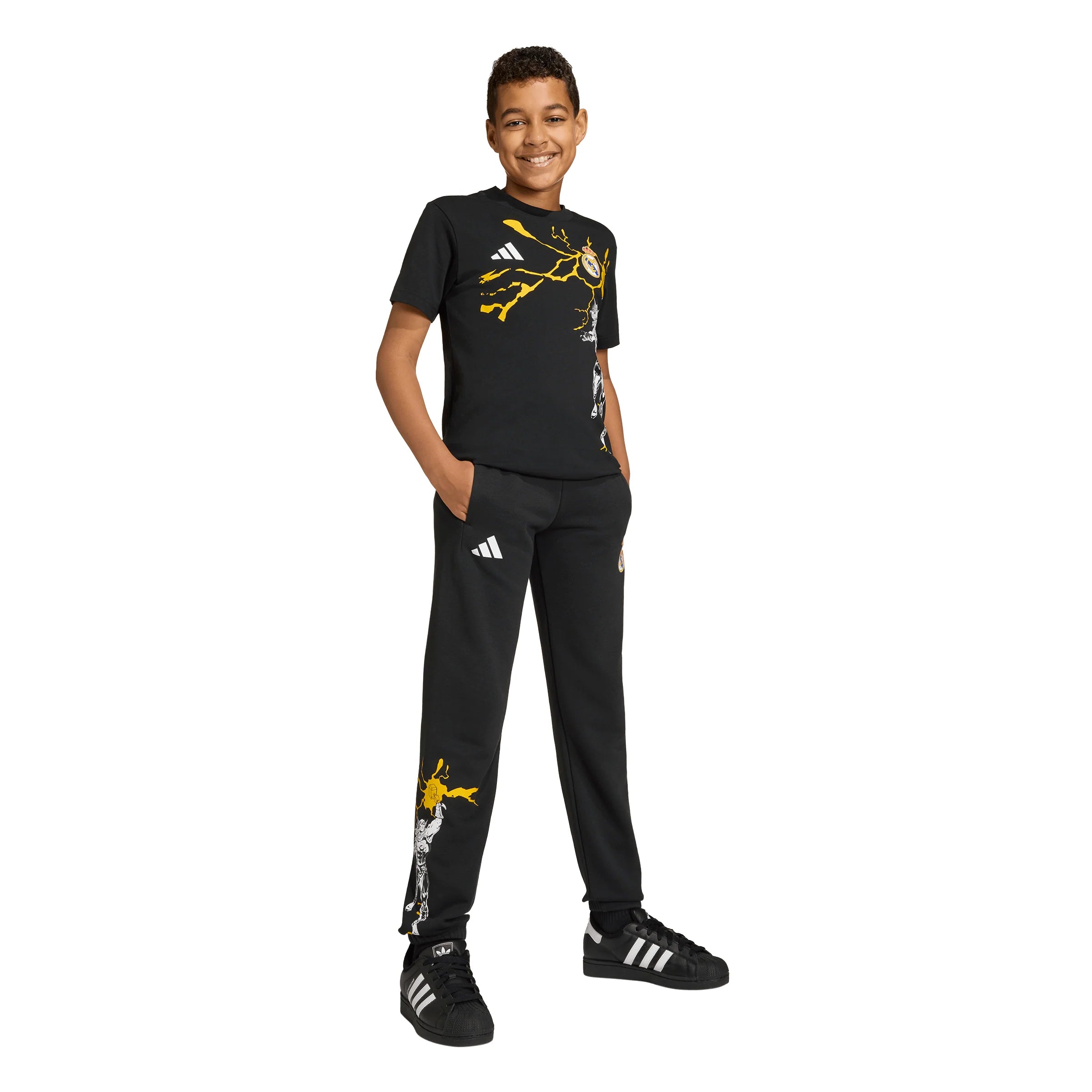 adidas Real Madrid Avengers Youth Soccer Tracksuit Bottoms Black