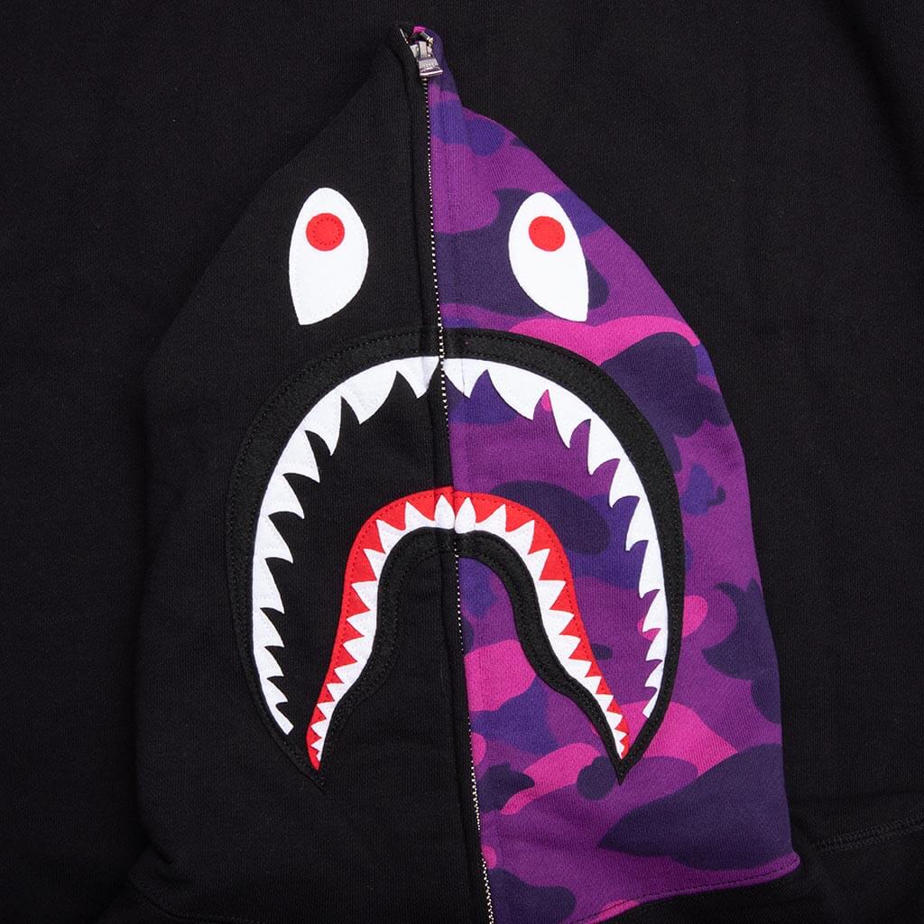 Color Camo Shark Full Zip Hoodie Purple