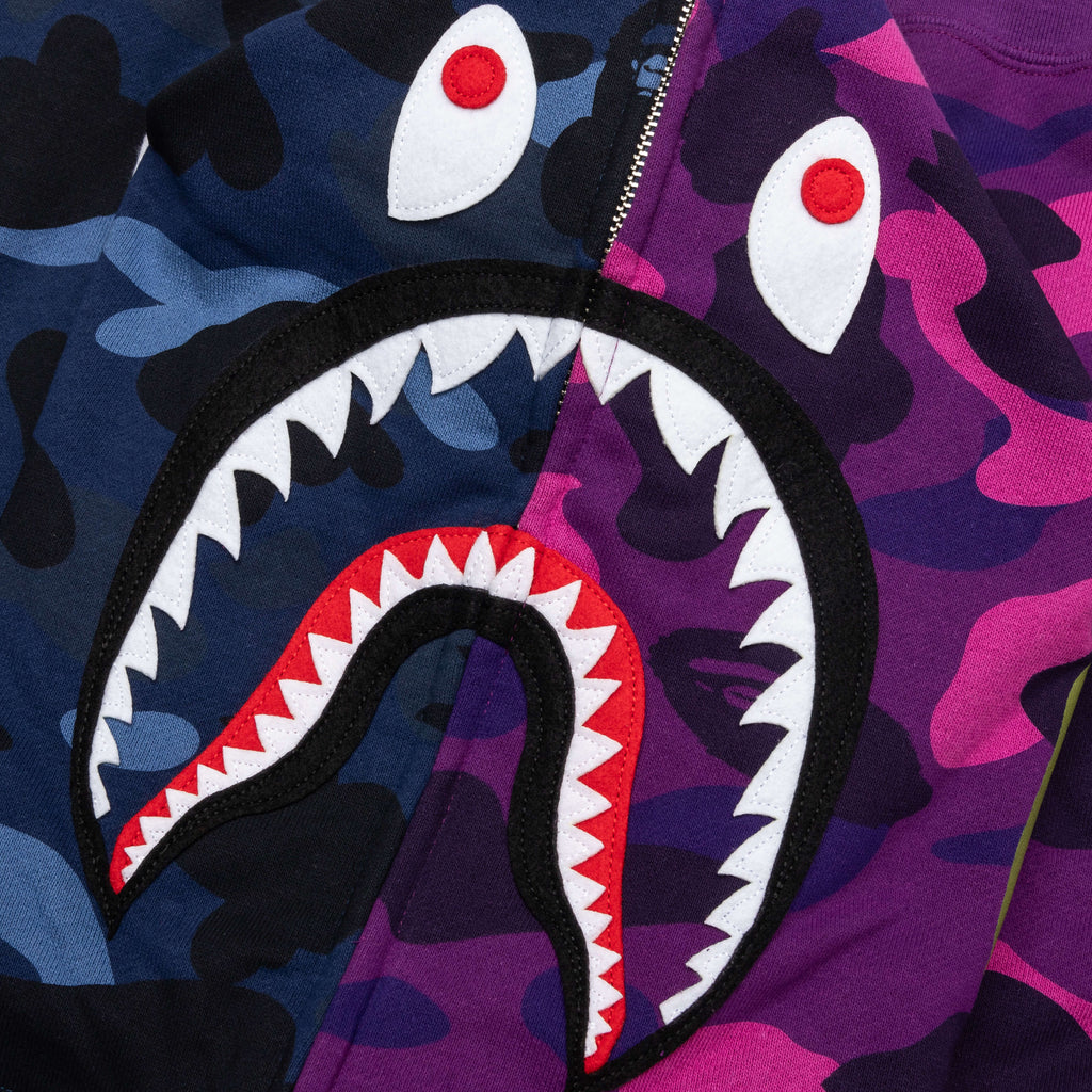 Color Camo Separate Shark Full Zip Hoodie Multi