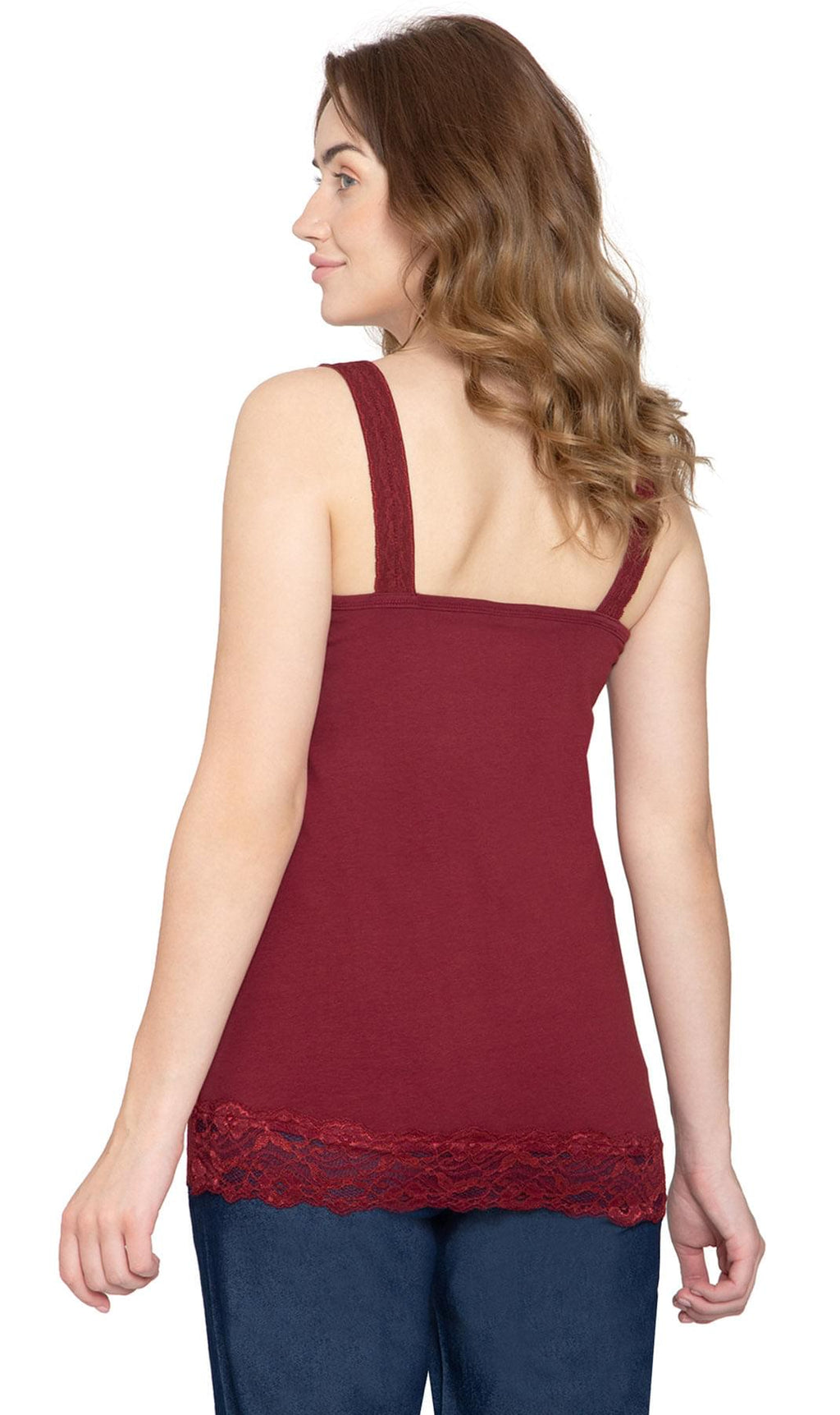 Women's Lacey Trim Cotton Blend Tank Top