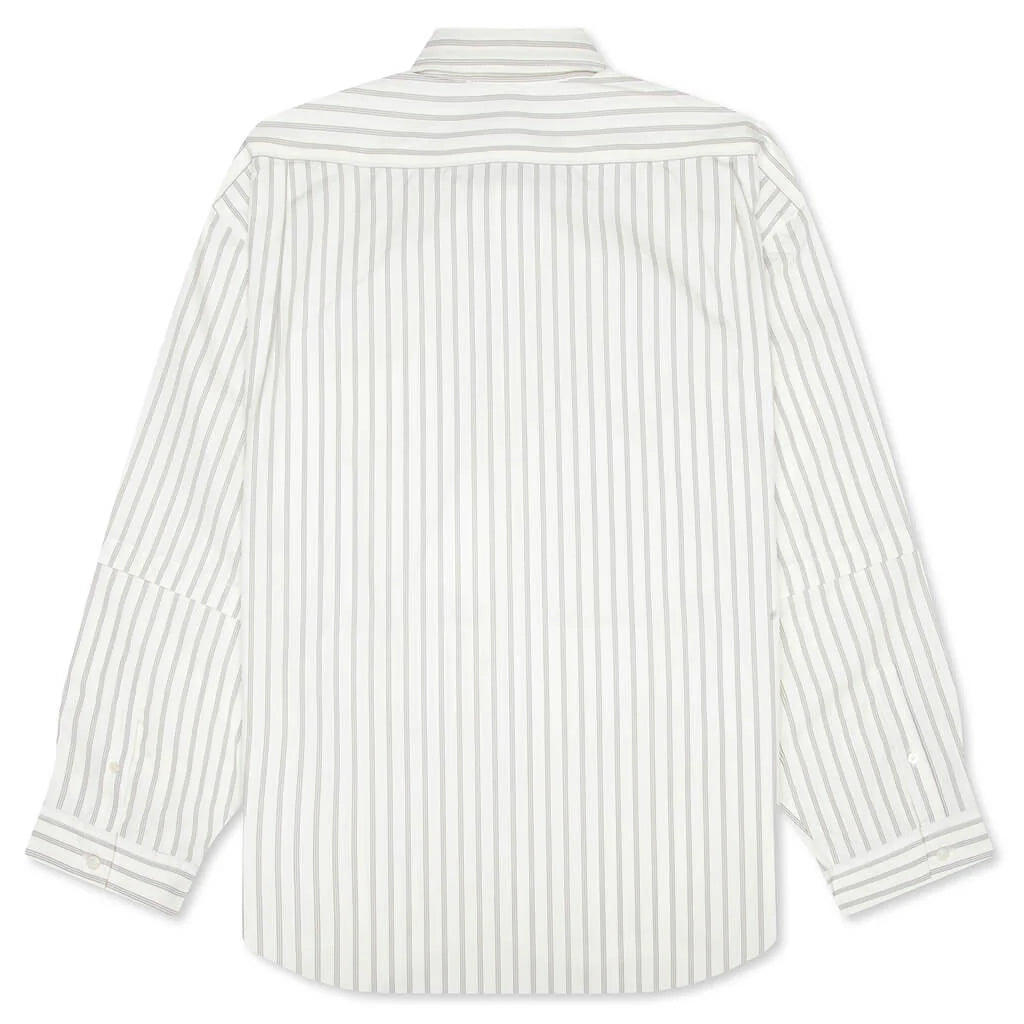 Double Sleeve Button Up Off White Grey
