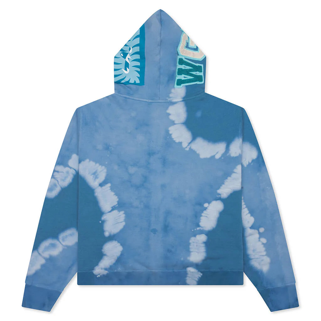 Hand Dye Shark Full Zip Hoodie Blue