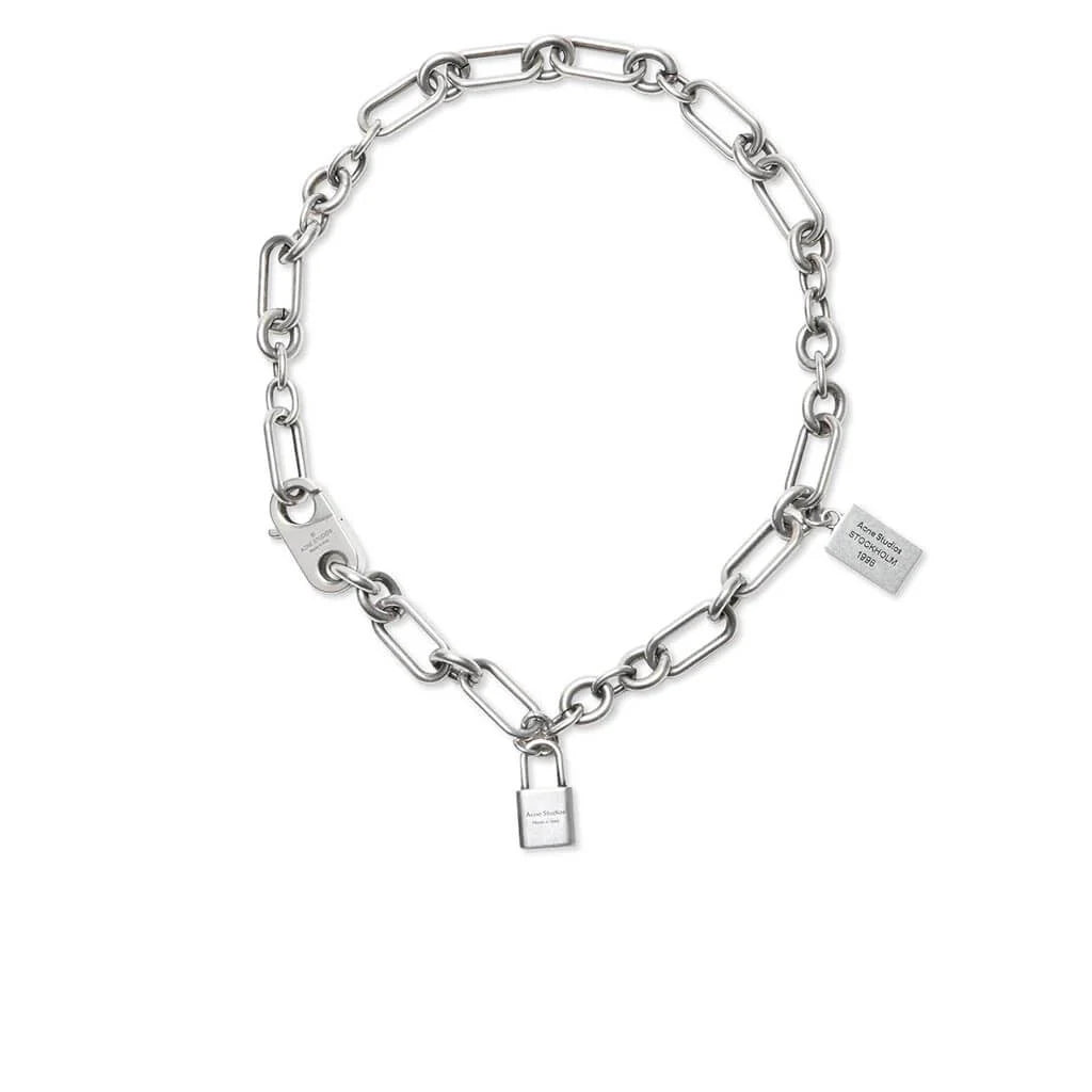 Padlock Chain Necklace Vintage Silver