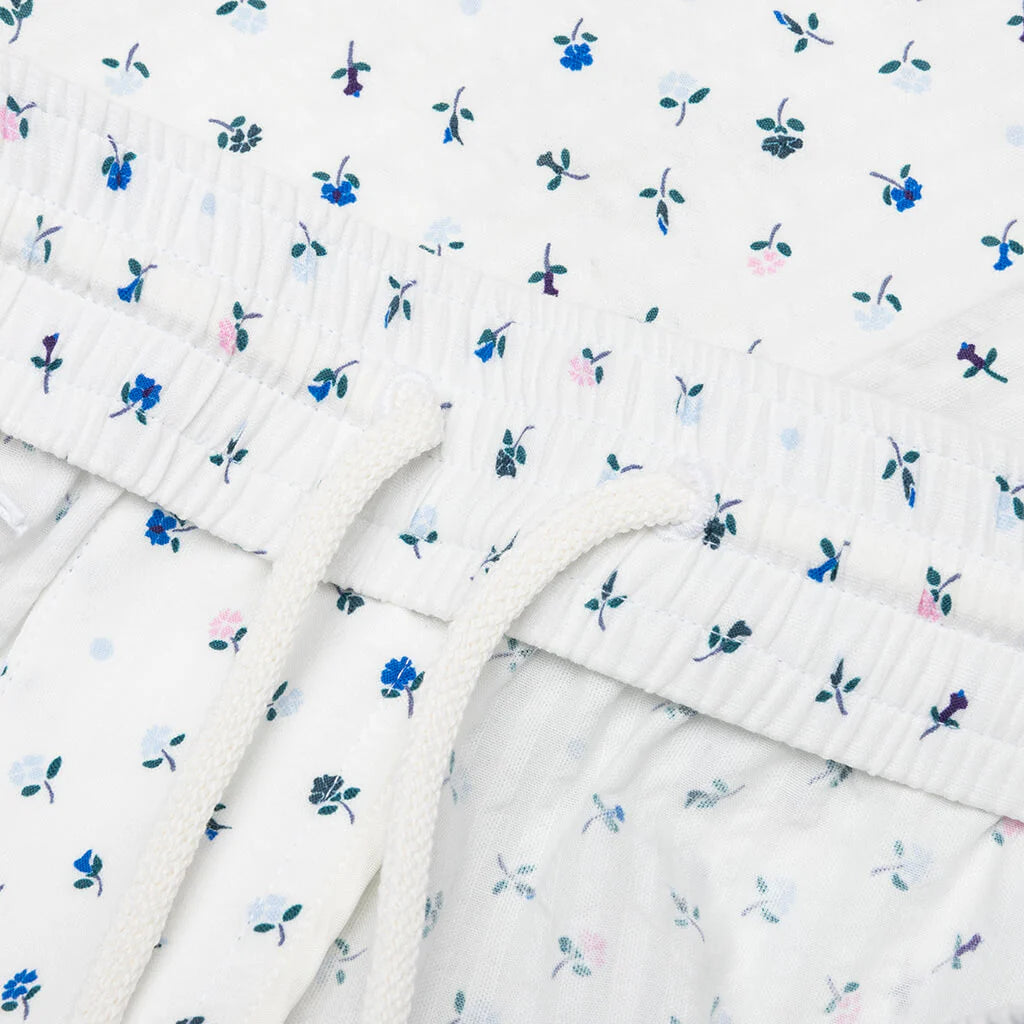 Printed Seersucker Cotton Bermuda Shorts Cream Green