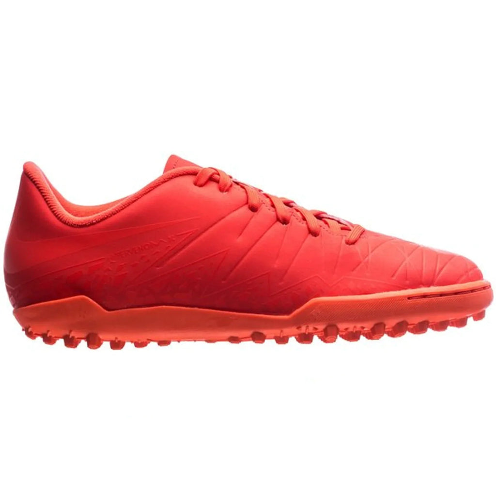 Nike Junior HyperVenom Phelon II TF Tuft Soccer Cleats Bright Crimson Orange