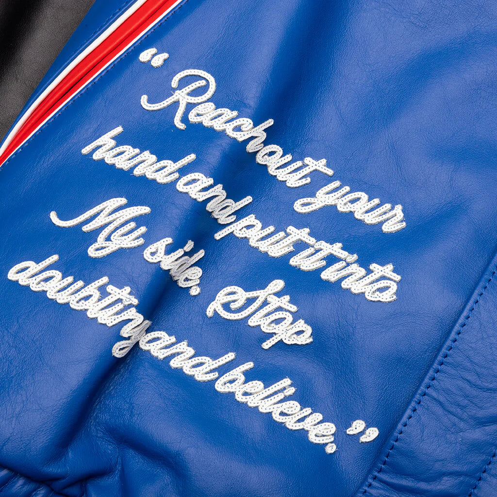Saint Michael x Denim Tears Holy Grail Varsity Jacket Blue