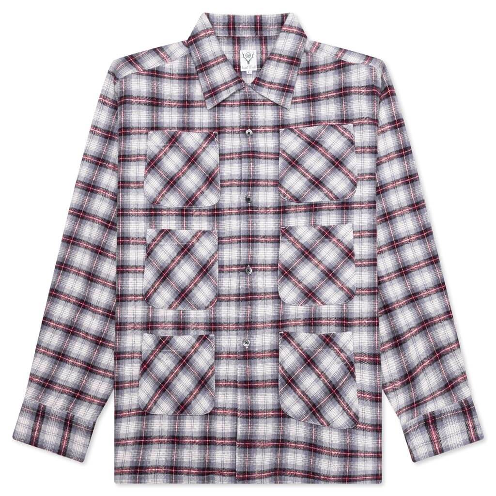 6 Pocket Flannel Shirt Lavender Bordeaux