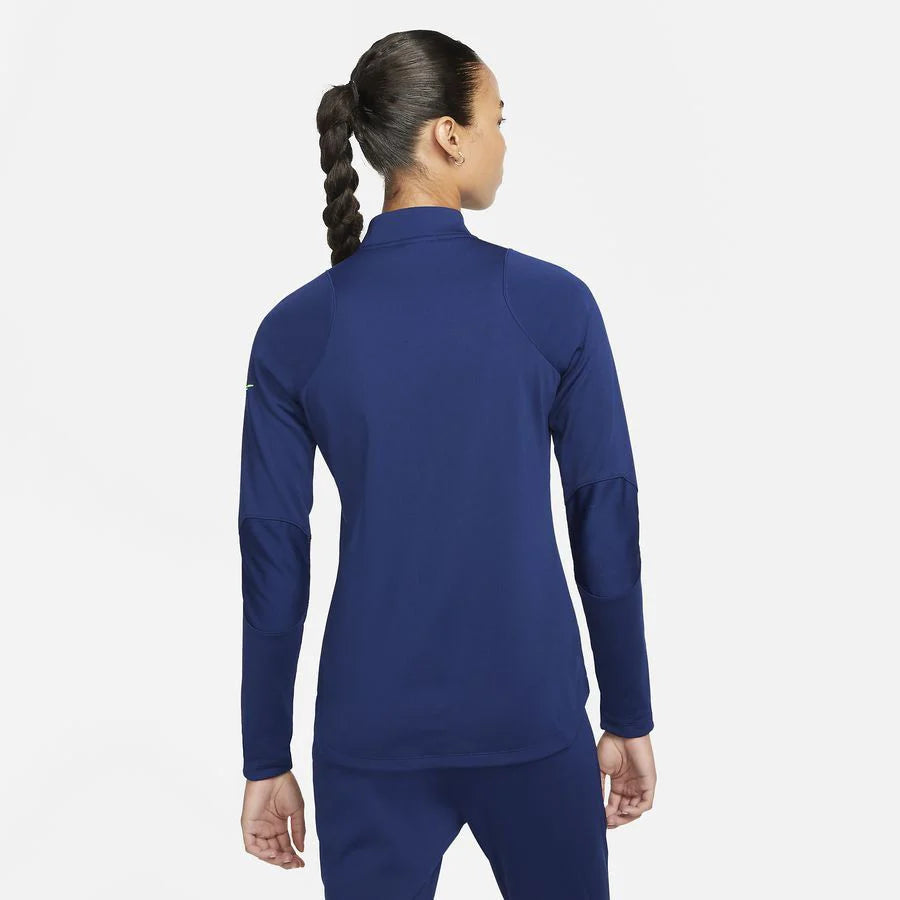 Nike Therma FIT Academy Winter Warrior Womens Soccer Drill Top Blue Void Volt
