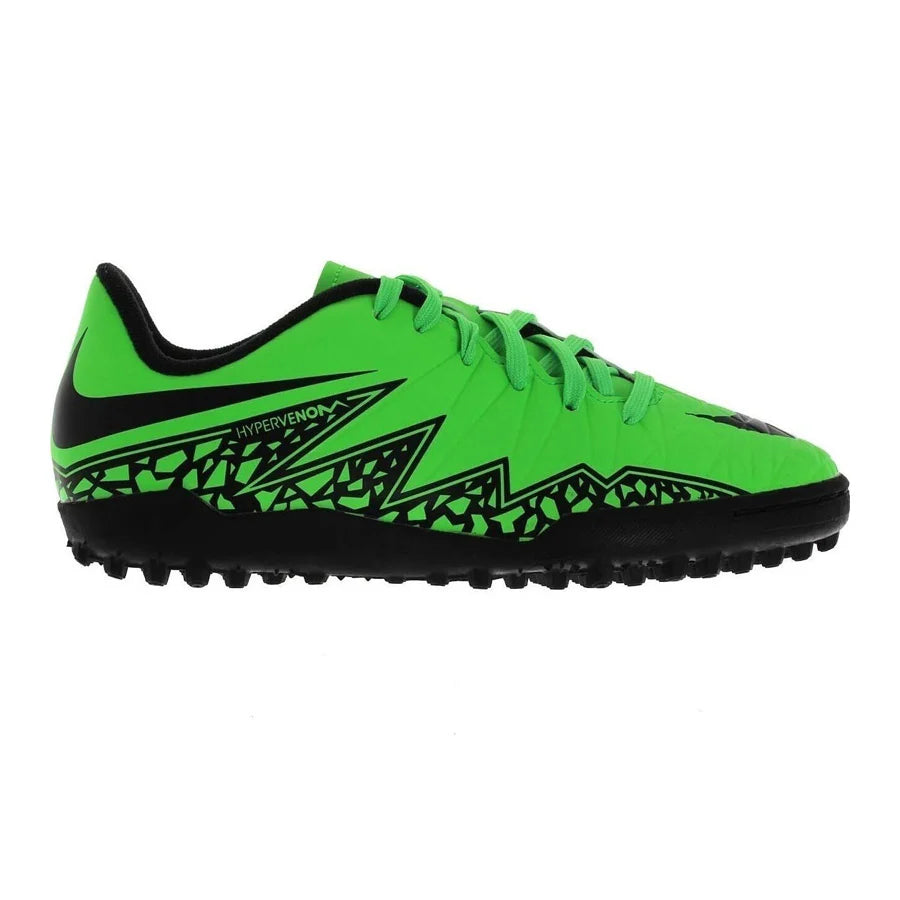 Nike Junior HyperVenom Phelon II TF Tuft Soccer Cleats Green Black