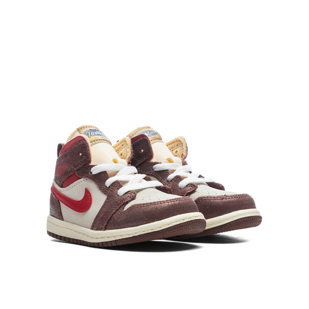 Jordan 1 Mid SE TD Coconut Milk Varsity Red Dark Pony