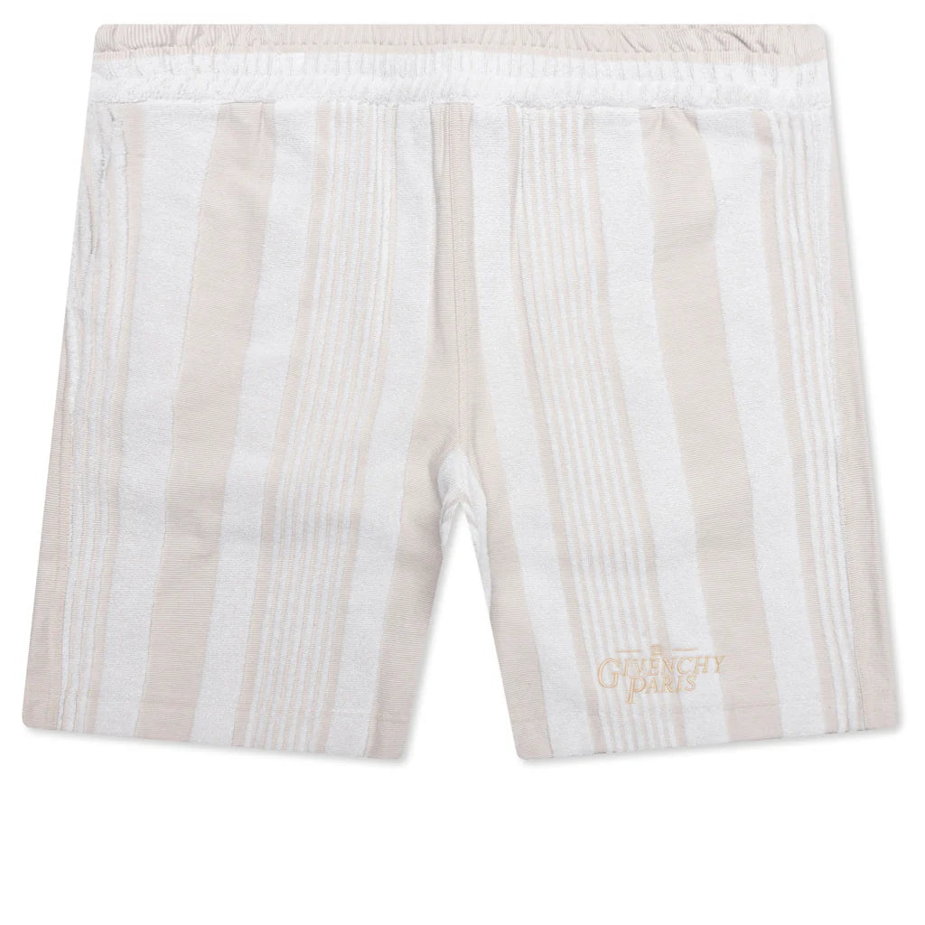 Bermuda Shorts with Stripes White Beige