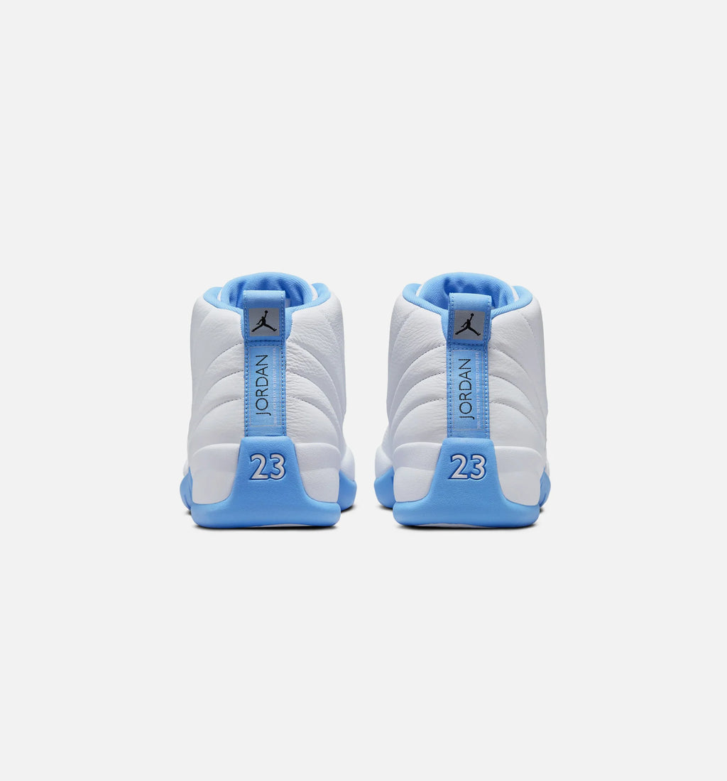 Air Jordan 12 Retro White and University Blue Mens Lifestyle Shoe White University Blue Metallic Silver