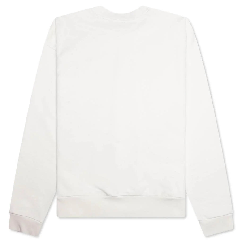 White Cotton Sweatshirt With Gingham Logo Natural White