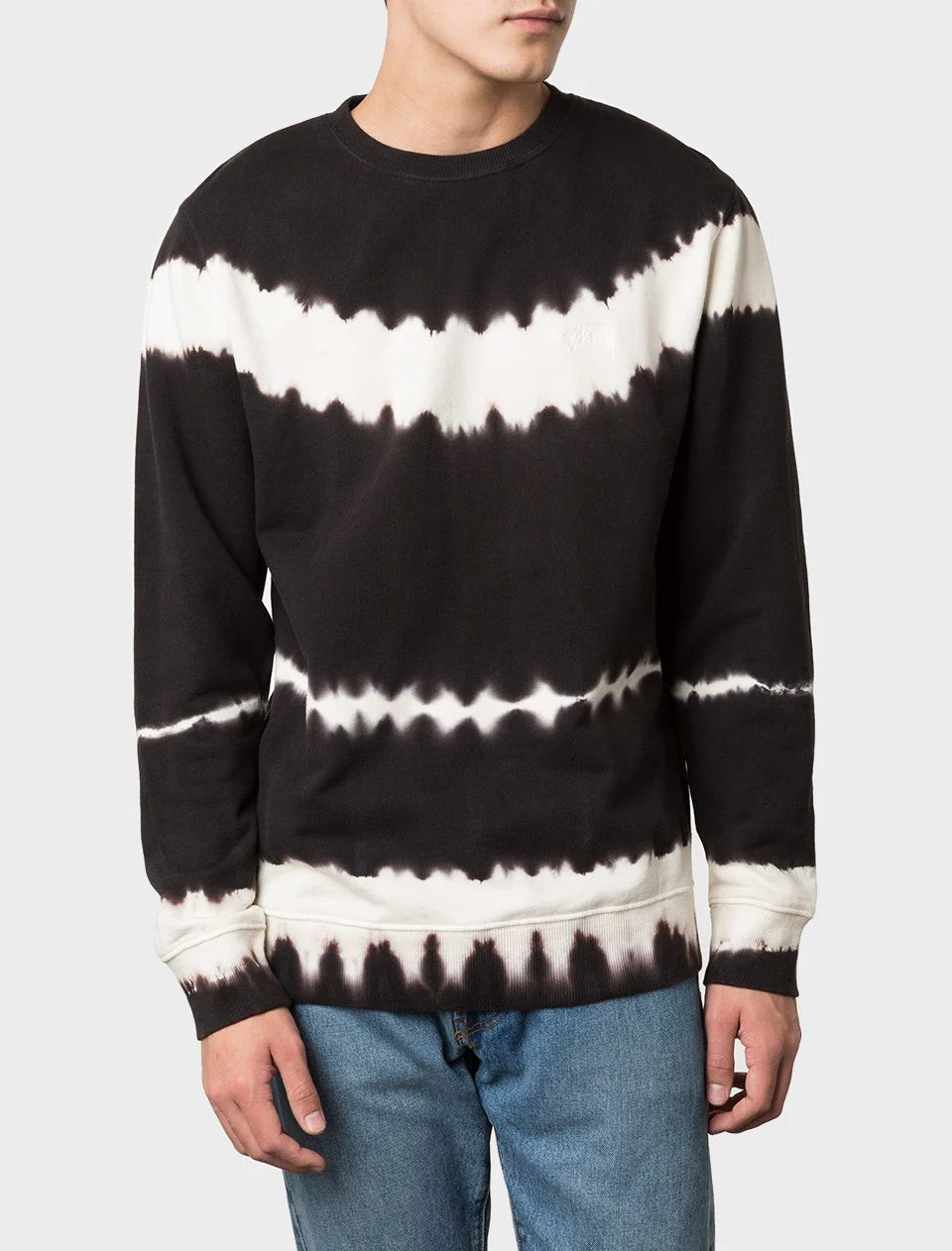 Spray Stripe Crew Mens Crew Black White