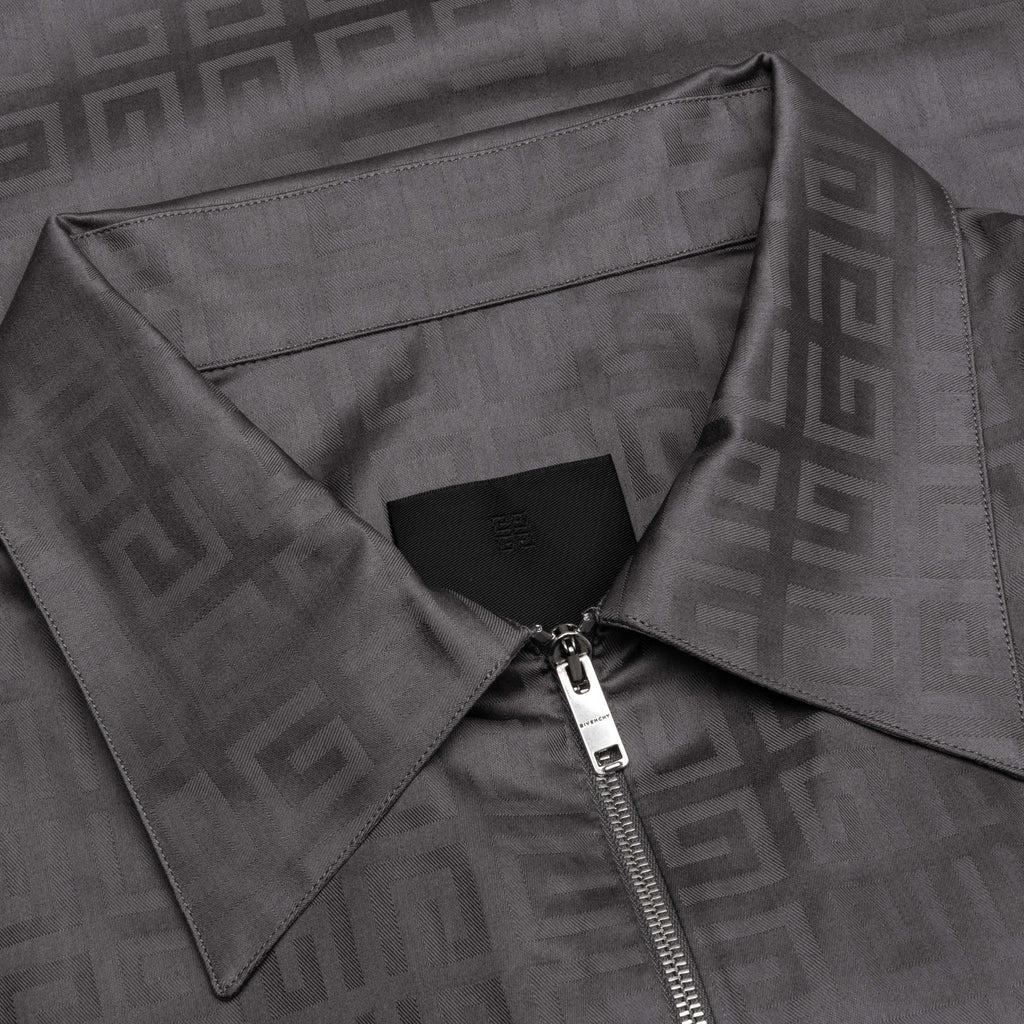 Short Sleeves Boxy Fit Zipped Shirt Titanium