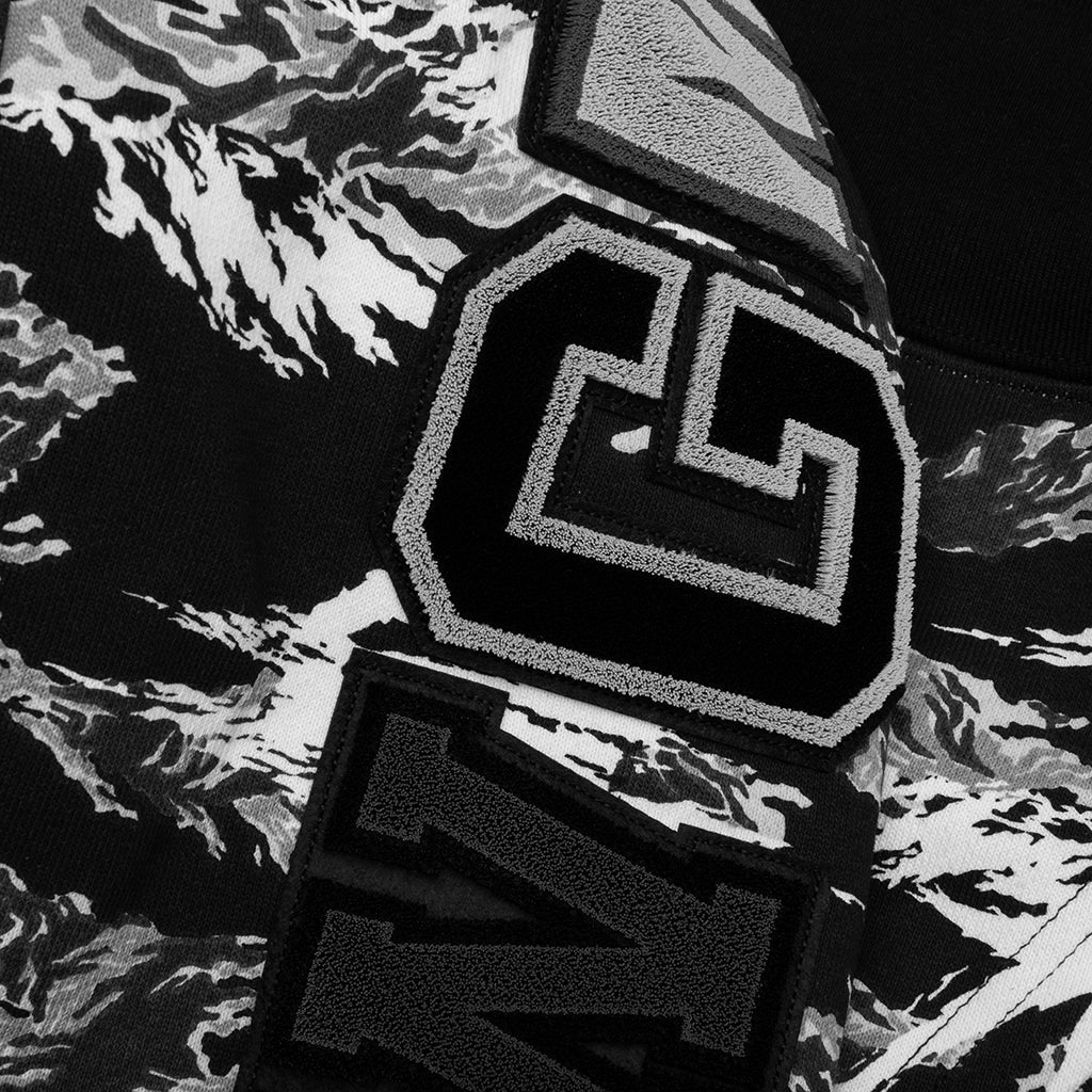 Palm Tree Camo Relaxed Fit Shark Full Zip Hoodie Black