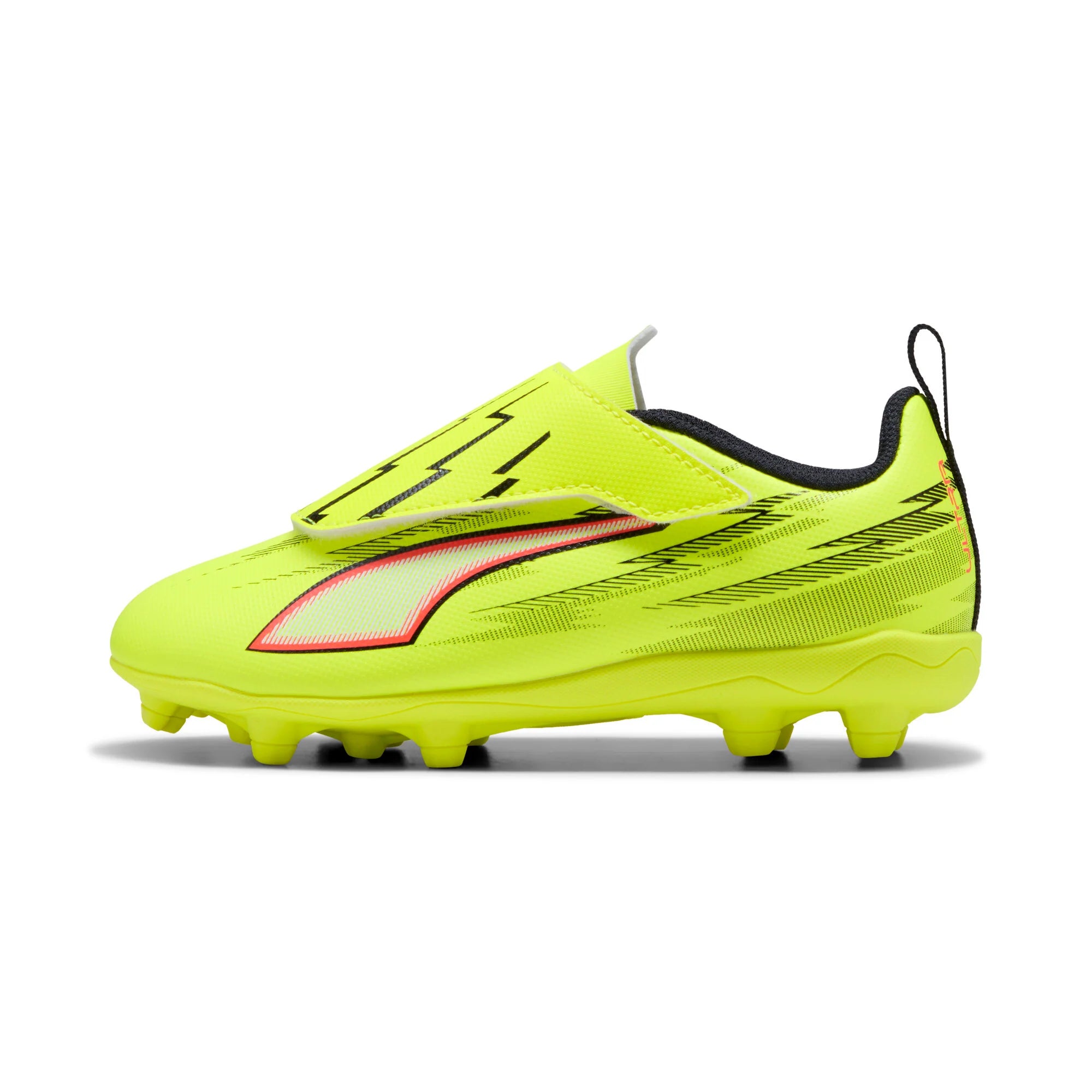 PUMA Ultra 6 Play V FG AG RB Firm Multi Ground Youth Soccer Cleats Yellow Black Red