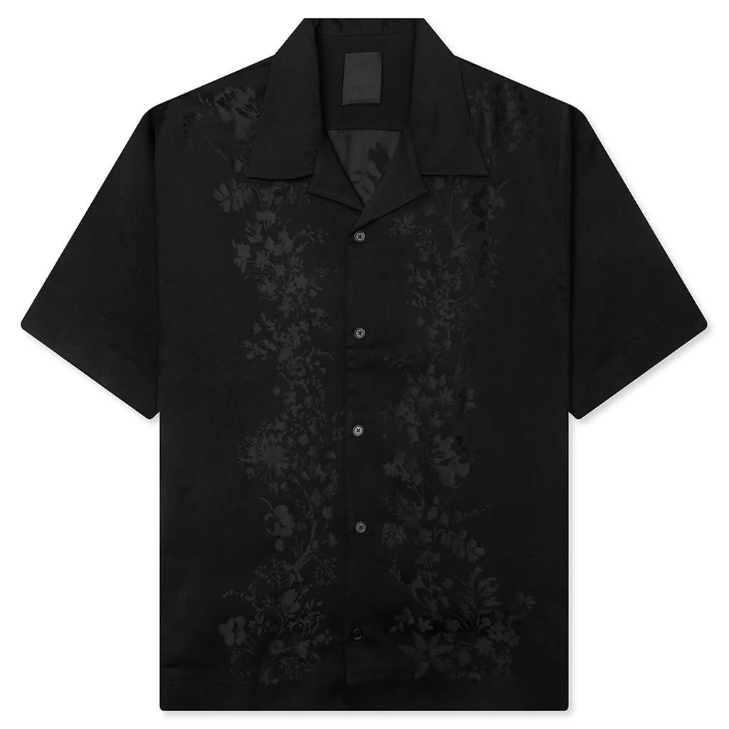 Boxy fit shirt in floral jacquard Black