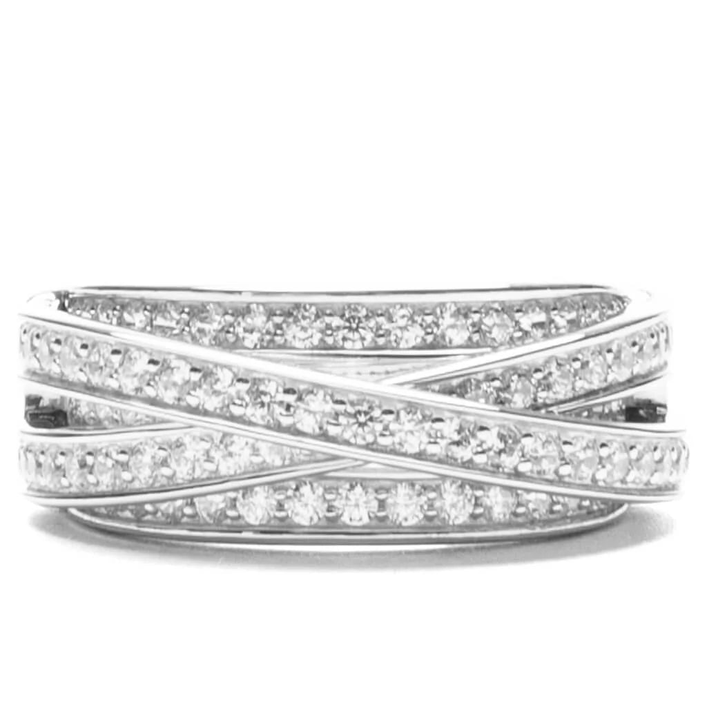 Orb Ring Slim Clear White 925 Sterling Silver